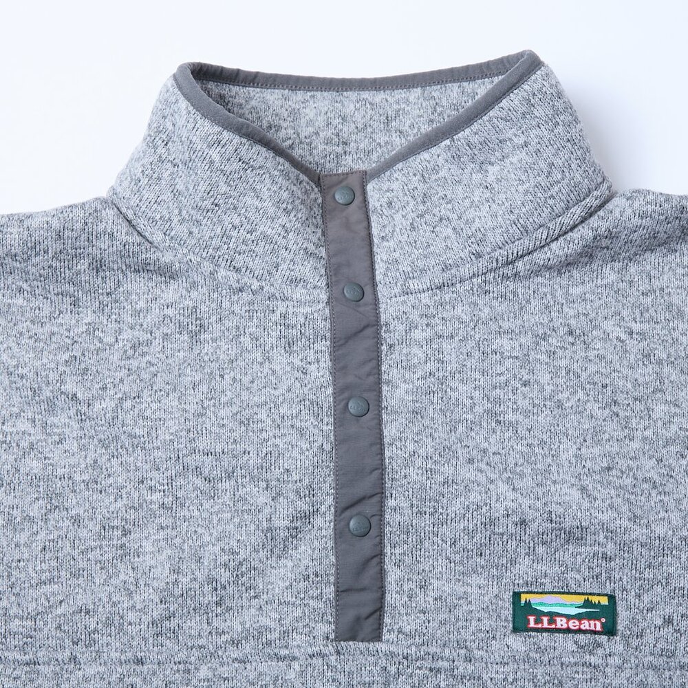 LL Bean 1/4 Snap Sweater Fleece Pullover Men's XXL Tall 2XLT Heather Gray Preppy - Picture 4 of 11